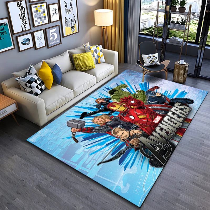 Disney  Avengers Pattern Rug for Bedroom Living Room Thor-Odinson Anime Carpets for Girl Room Floor Mat Home Decor Non-Slip Rug