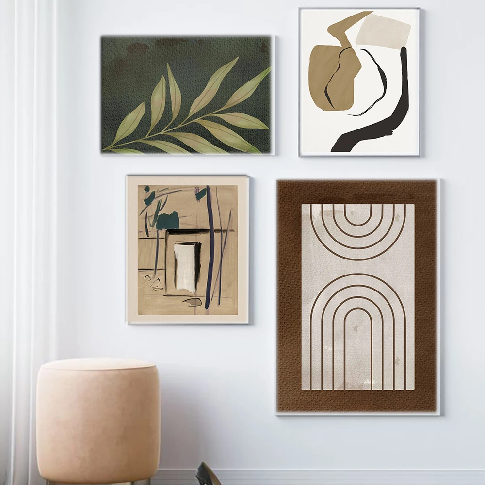 

Vintage Abstract Poster Minimalist Neutral Canvas Painting Boho Art Print Gallery Beige Wall Picture For Living Room Home Decor