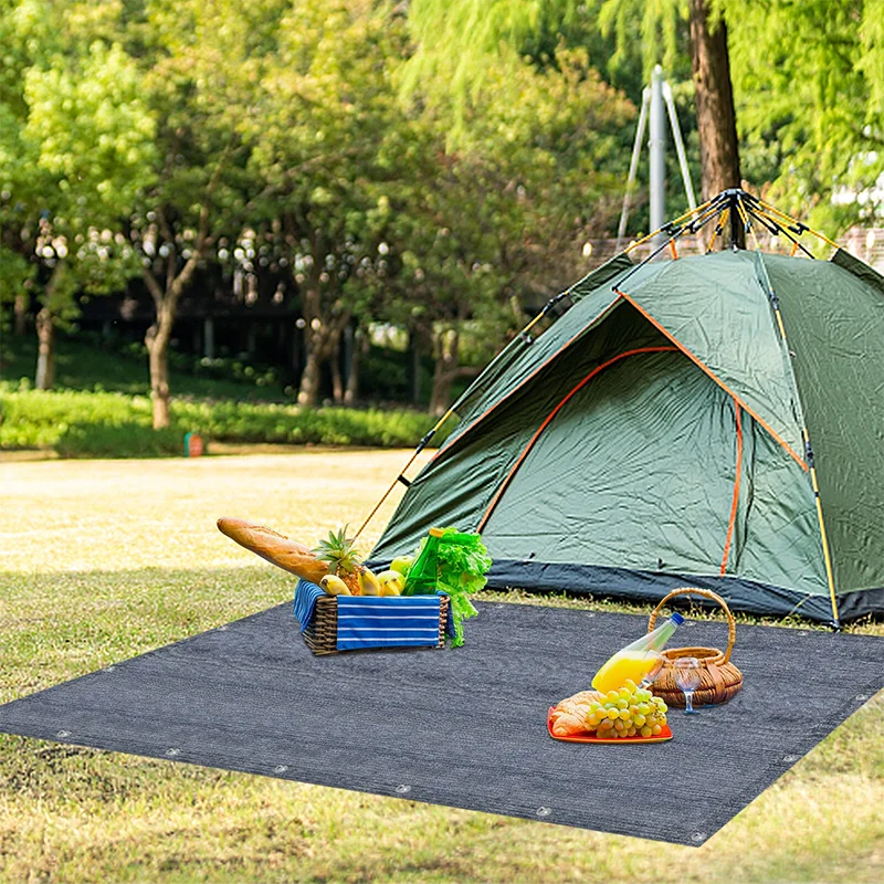 1 Set RV Awning Carpet Camping Carpet Mat Breathable Floor Mat Mesh+13 Ground Nails For Camping Tent Floor Caravan HDPE 2.5x3m