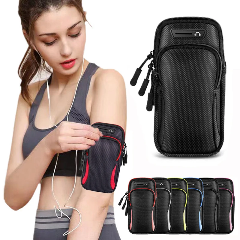 Running Armband Phone Case Waterproof Holder bag for iPhone 16 Samsung Jogging Gym Sport Waterproof Reflective Armbag 7.5 inches