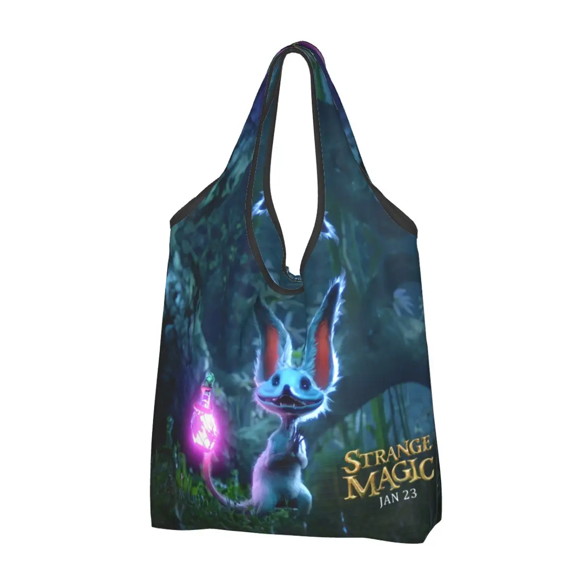 Custom Animation Strange Magic Groceries Shopping Bag Kawaii Shopper Tote Shoulder Bag Big Capacity Portable Handbag