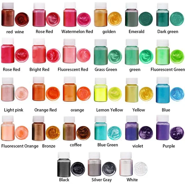 24 Kolory 15g Mika Perłowa Barwnik Naturalny Pigment do Żywicy Epoksydowej Mydła Świec Biżuterii Projektów DIY