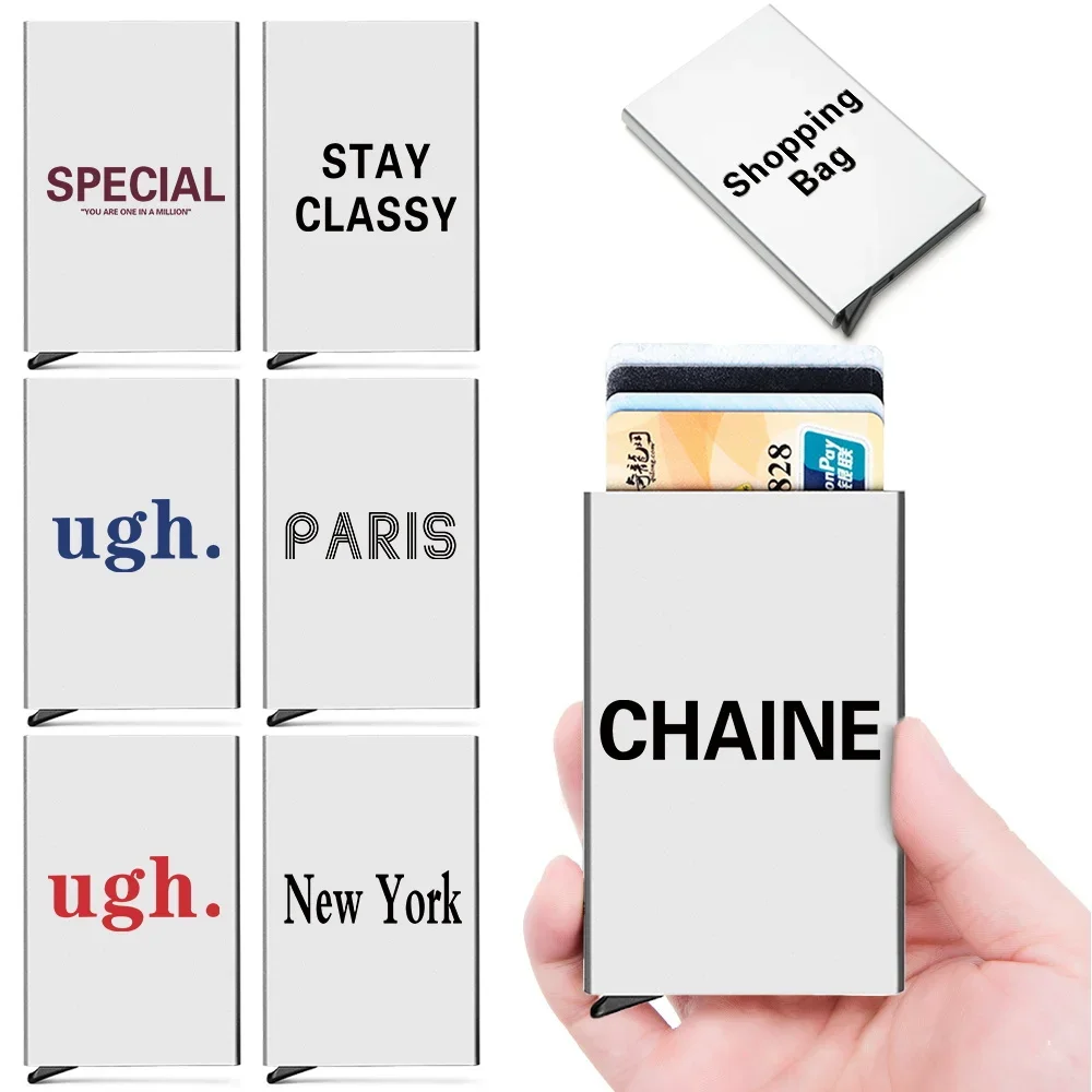 

2026 Men Id Bank Credit Rfid Card Holder Double Blocking Wallet Security Aluminum Box Metal Purse Card Holder Case Walls Letter