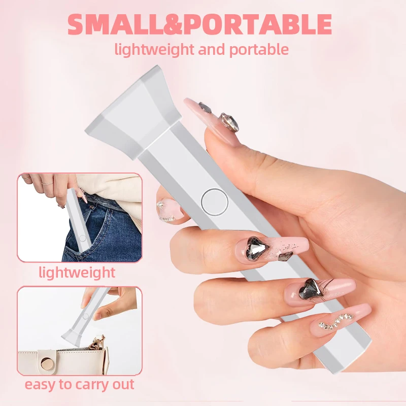 Handheld Nail Dryer USB UV Light For Gel Nails Mini Nail Light Portable Nail Lamp Flashlight Pen Design Rechargeable Nail Tools