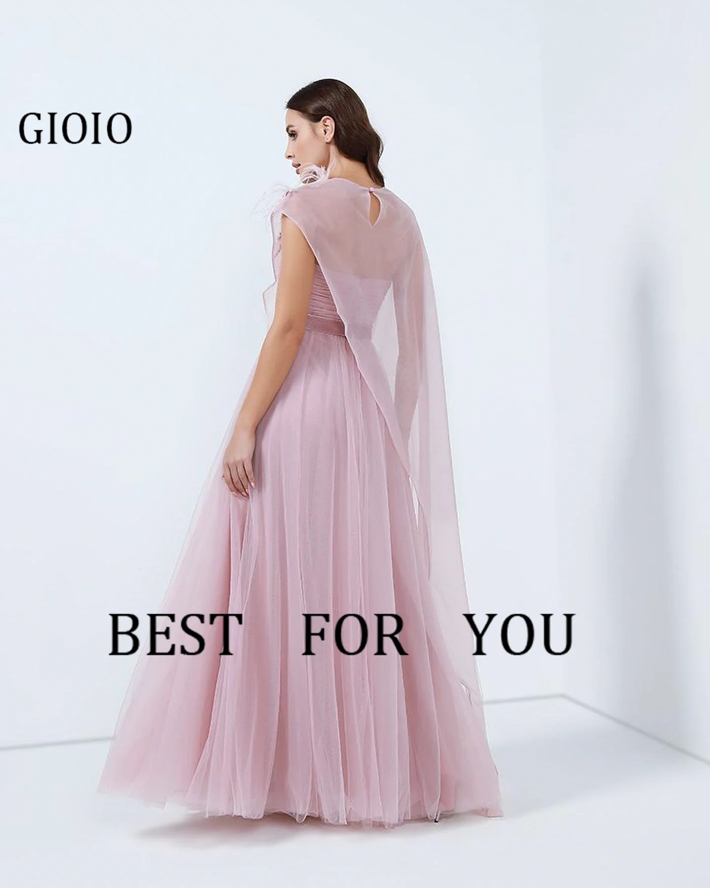 GIOIO O-Neck Luxury Formal Evening Dresses Pleat Pearls Sleeveless فساتين سهرة  Floor Length Elegant Prom Gowns Party Women