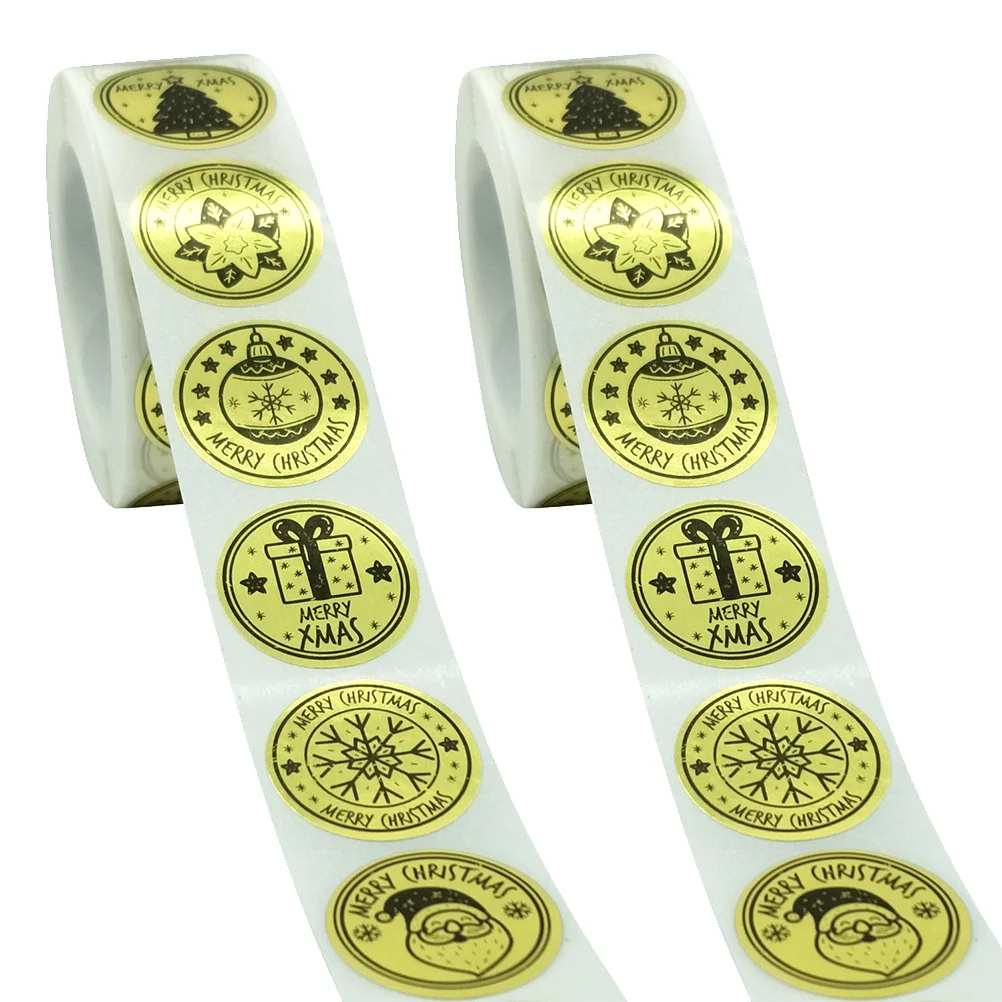 

2 Rolls Christmas Self Adhesive Stickers for Gift Packaging Sealing Crafts Scrapbook Diary Self-Adhesive Stickers