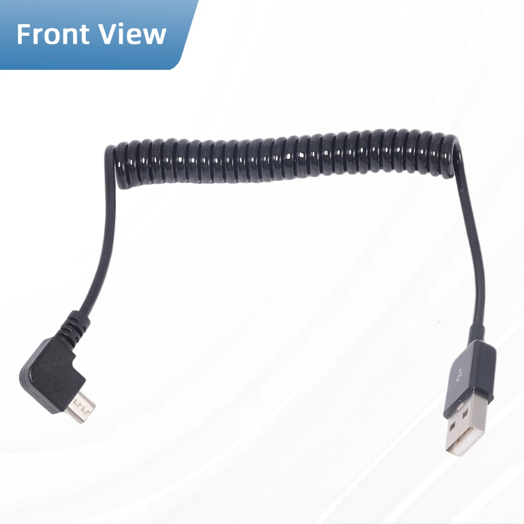 20cm USB 2.0 A Male To Micro USB 90 Degree Right Angled Spring Coiled Data Sync Fast Charger 2A Cable for Android Mobile Phones