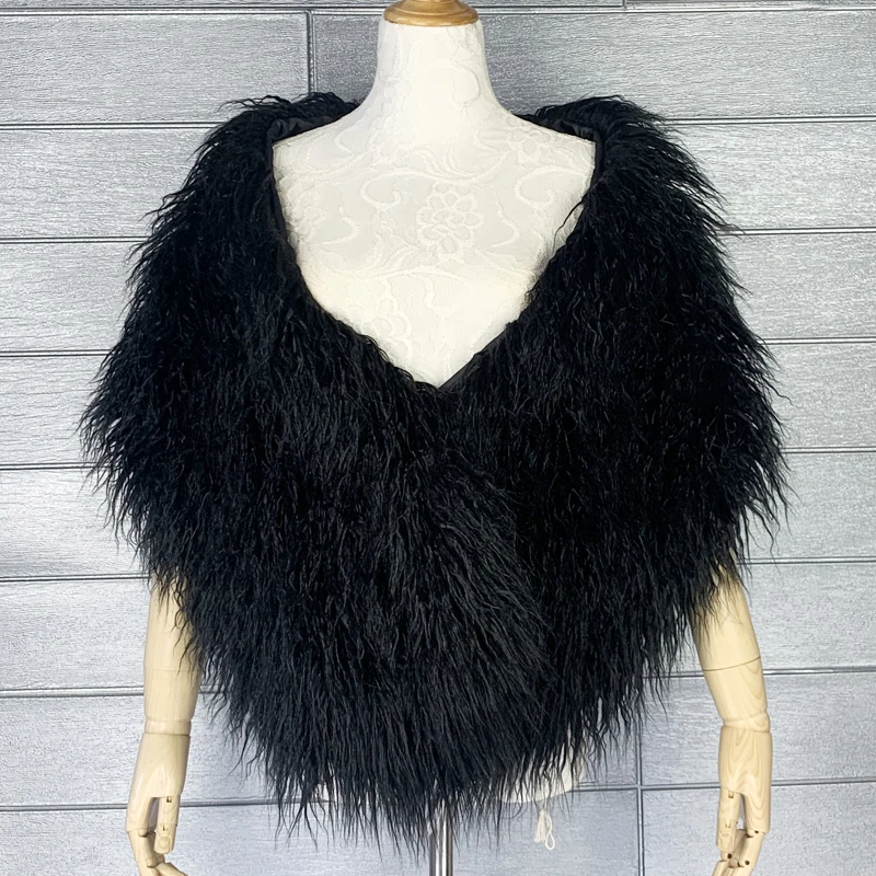 Young Faux Fur Cape para Noiva e Dama de honra, Colete, Xaile