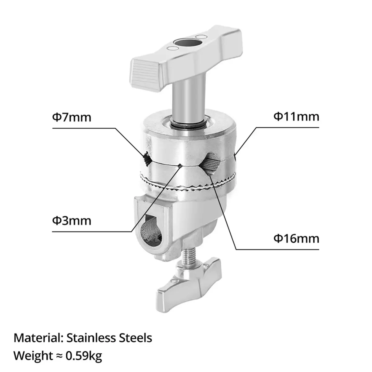 Heavy Duty Grip Head 1.6cm 16mm C Stand Mounting Adapter Holder Photography for Light Stand Extension Boom Reflector