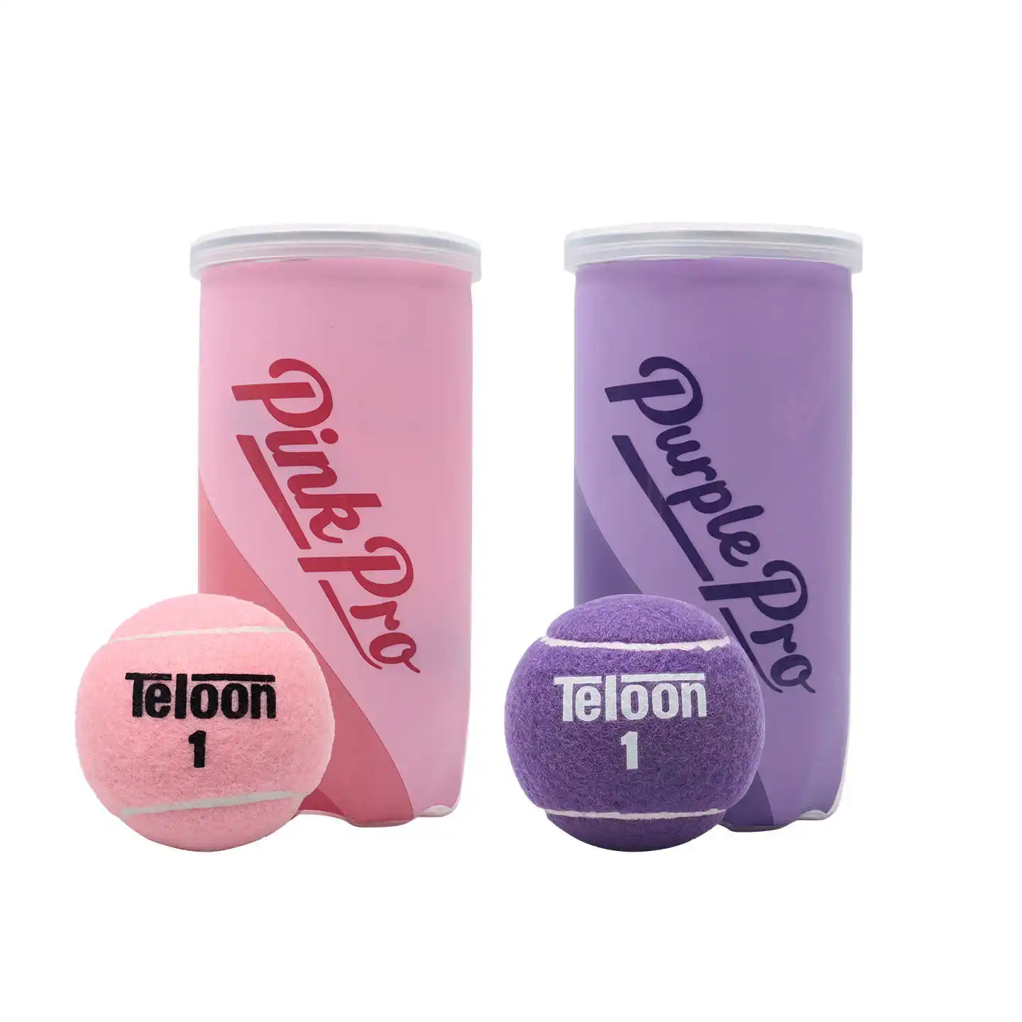 كرات التنس من تيلون، كرات تدريب معلبة باللون الوردي والأرجواني، مرونة عالية، متينة، مقاومة للاهتراء، تدريب احترافي للتنس