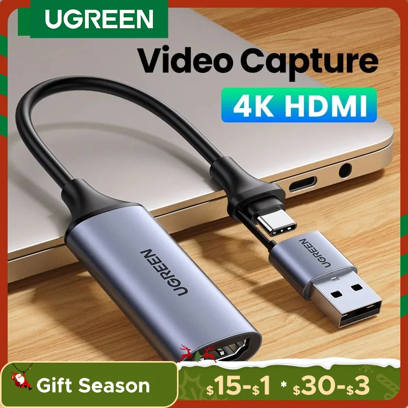 【NEW-IN】UGREEN Video Capture Card 4K HDMI to USB/USB-C HDMI Video Grabber Box for PC Computer Camera Live Stream Record Meeting