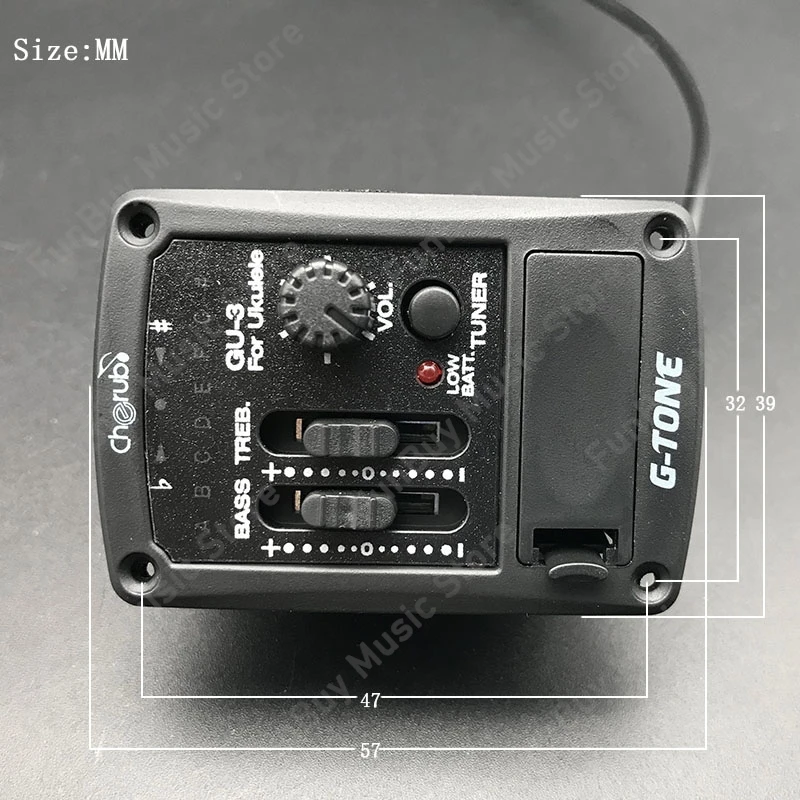 

Система предусилителя Cherub Preamp System GU-3 с 2-полосным эквалайзером и хроматическим тюнером для укулеле. Оставьте первый отзыв на Harmony Central, держатель для гитарных медиаторов.