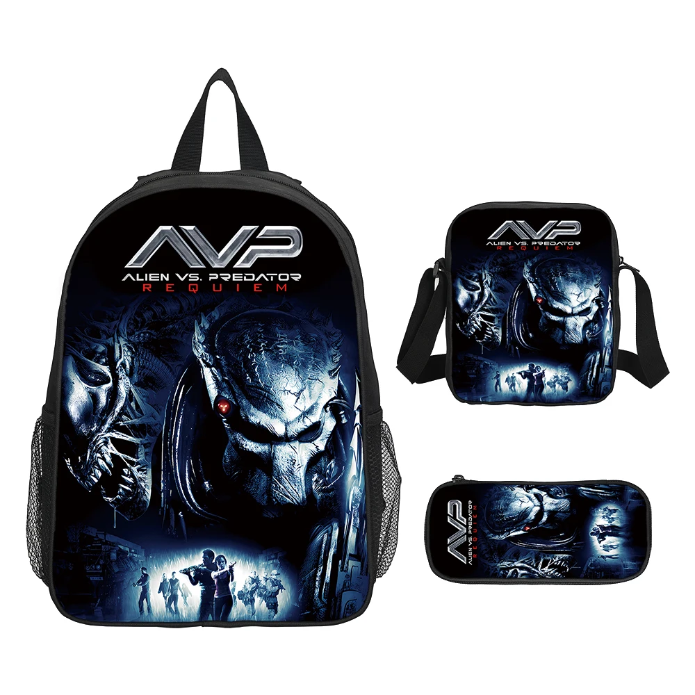 Alienss VS Predator Child School Backpack Shoulder Bags Pencil Case Book Bags For Grades1-3 Students Backpack