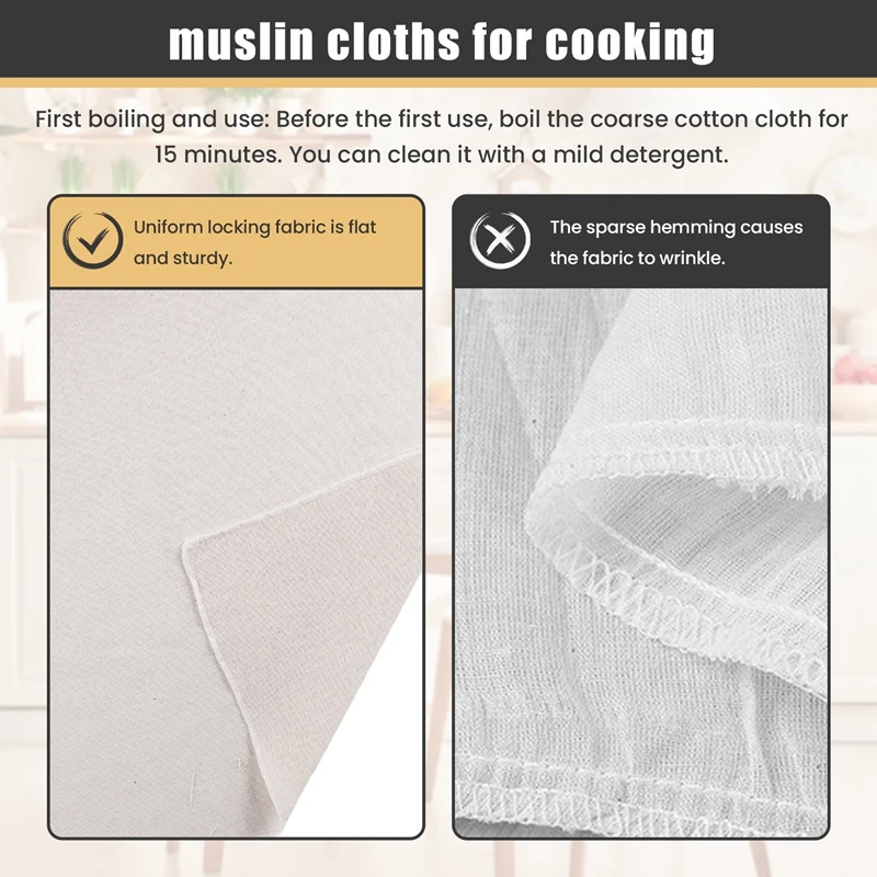 Muslin Cloths For Cooking, Pack Of 5 (50X50CM), Unbleached, Cotton Reusable And Washable Cheese Cloths For Straining