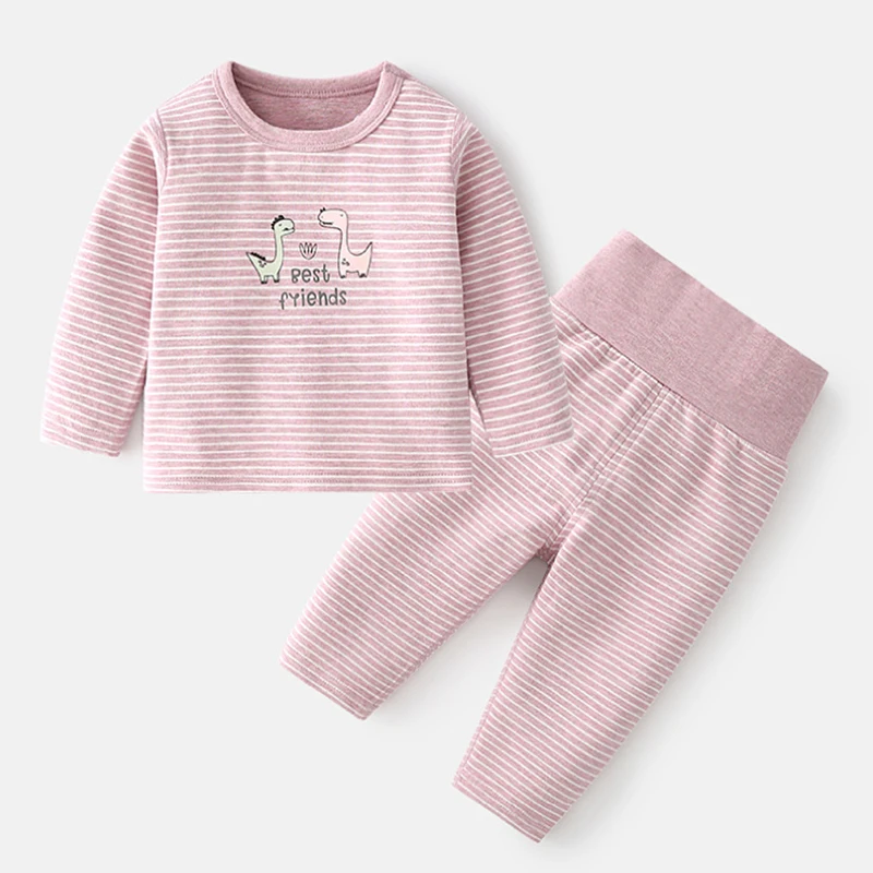 2Piece Spring Autumn Newborn Baby Girl Clothes Cartoon Print Cotton Long Sleeve Pink Tops+Pants Infant Boys Sets Clothing BC231