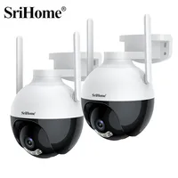 Srihome 2pcs HD PTZ WIFI Camera Outdoor 3X Digital Zoom AI Human Tracking Wifi IP Camera Two-Way Audio CCTV Security SmartCamera