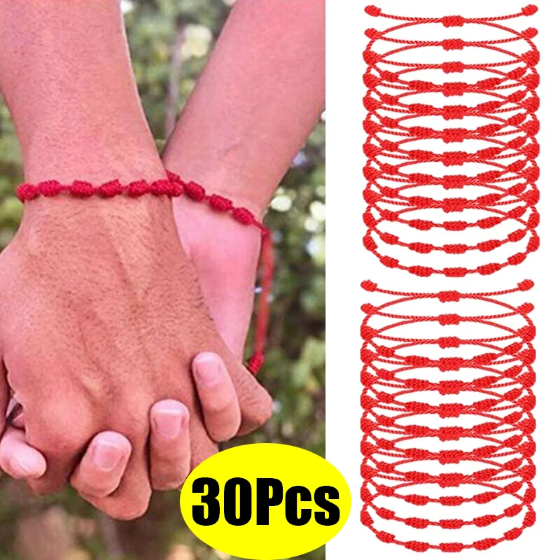 Braided Red String Bracelet Handmade 7 Knots Good Luck Braid Rope Wristband Bangles for Couple Friend Amulet Jewelry Accessories