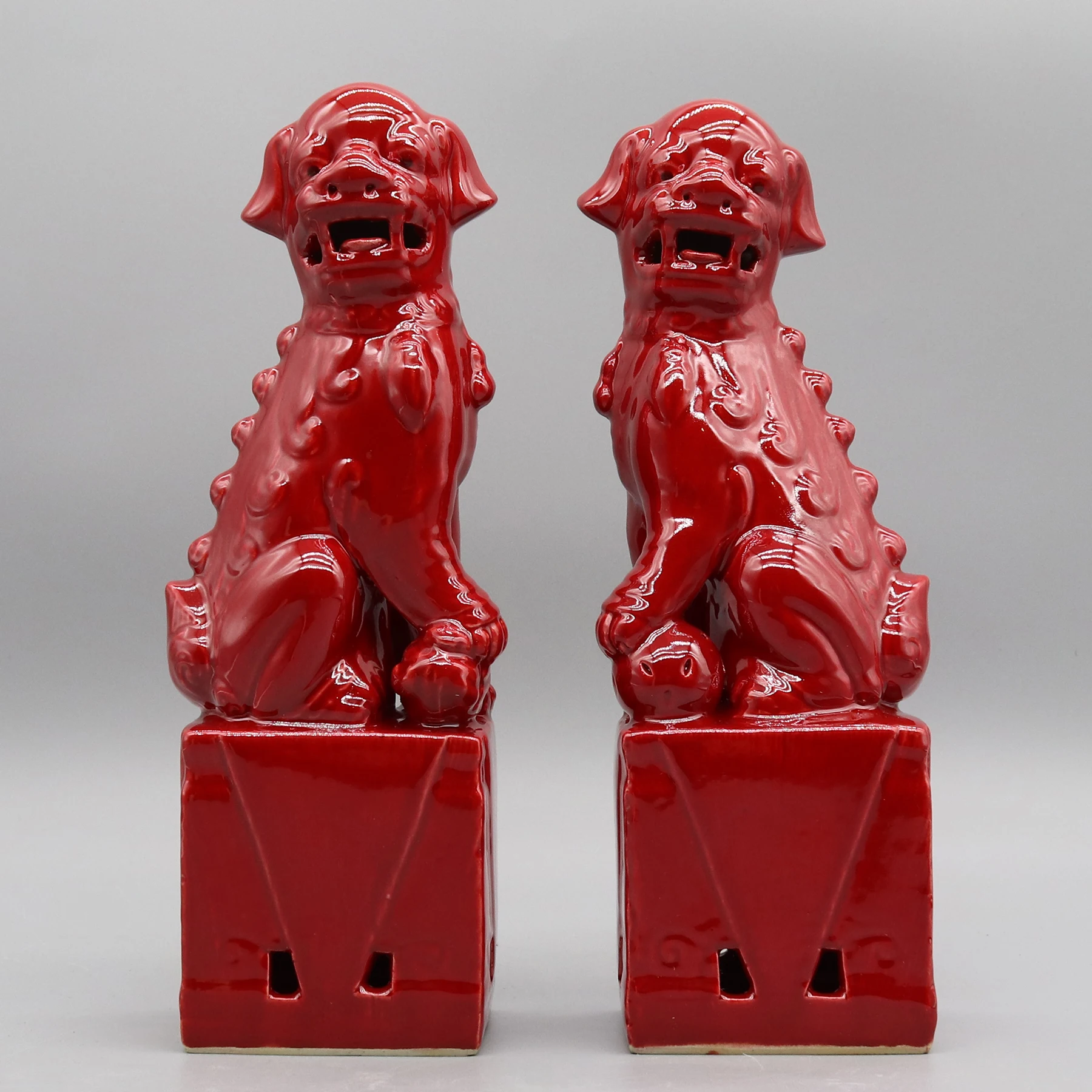 Paar Foo Dogs, Fu Dogs, Buddha Dogs, chinesische Wächterlöwen, Keramikskulptur, Heimdekoration – Detail 11