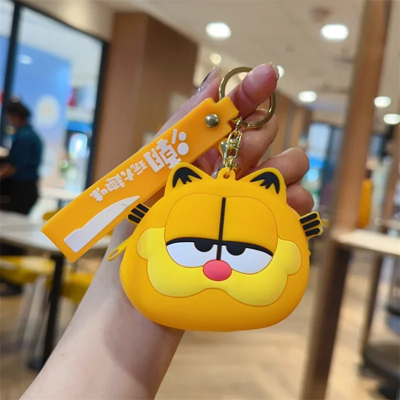 

Cartoon Garfield Soft Silicone Key Chain Cosplay Coin Purse Mini Headset Lipstick Storage Bag Couple Pendant Keychain Kids Toy