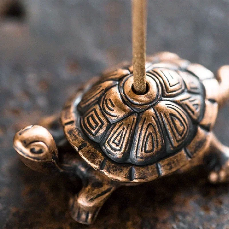 1Pcs Mini Metal Turtle Shape Incense Stick Meditation Buddha Sandalwood Stick Holder Funny Animal Incense Holders Home Decor