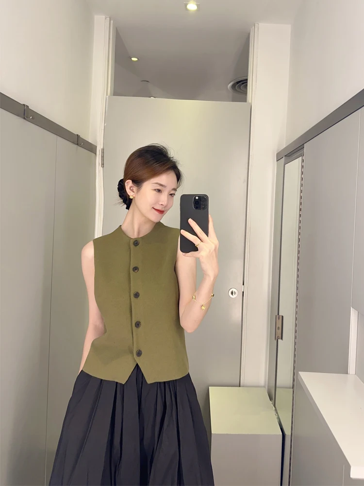 

Новинка! Летний модный жилет CS Sle 25 с круглым вырезом и одной пуговицей, женская верхняя одежда из смесового хлопка, полиэстера и нейлона.