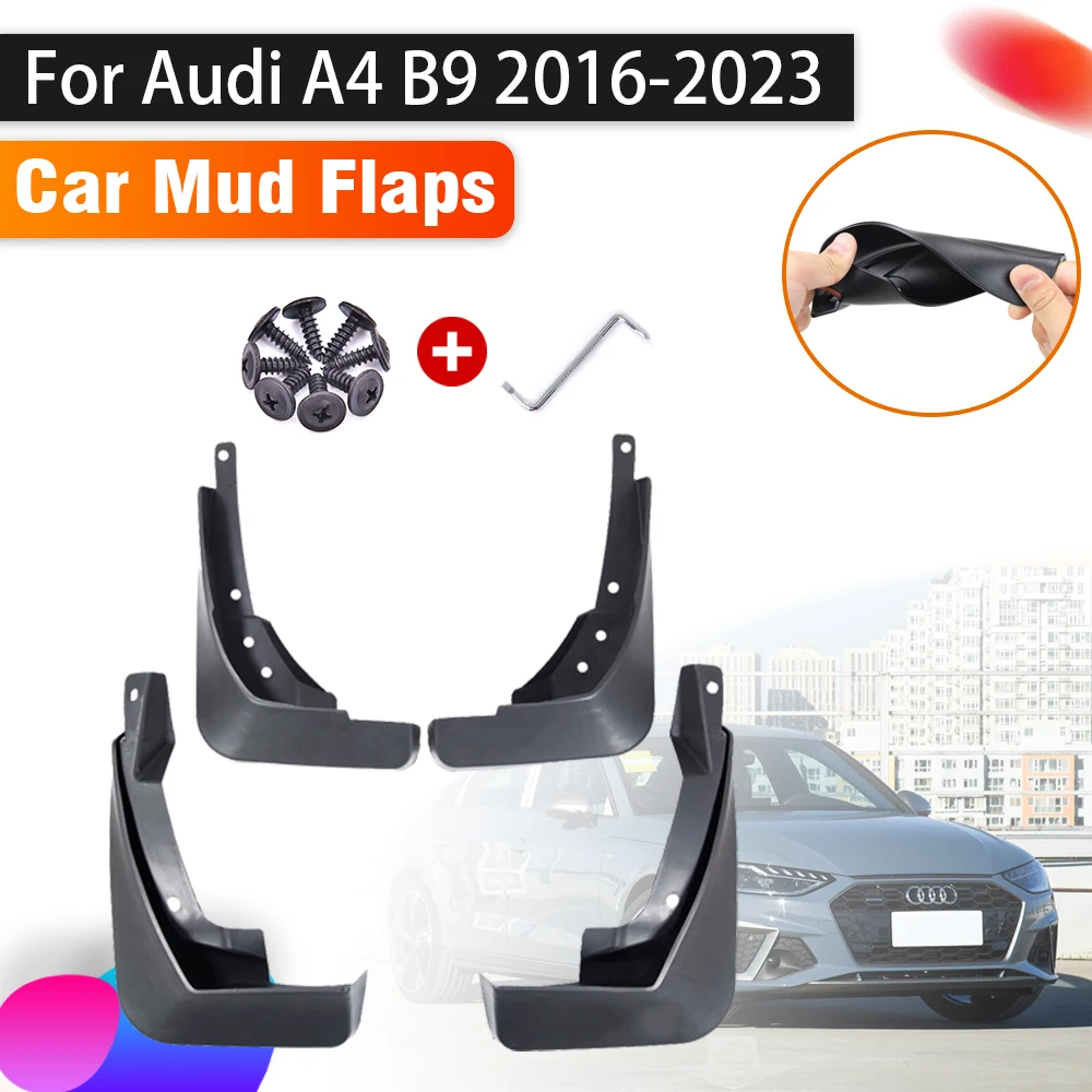 Car Mudguards For Audi A4 Accessories B9 2016 ~ 2023 Auto Mud Flaps Splash Guard Front Rear Fender 4PCS Car Mudflap Accessories