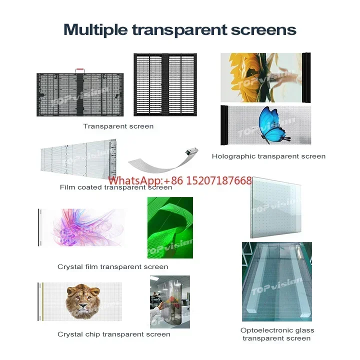 TOPvision Transparent LED Display Screen Panels Easy Installing LED Transparent Film Display