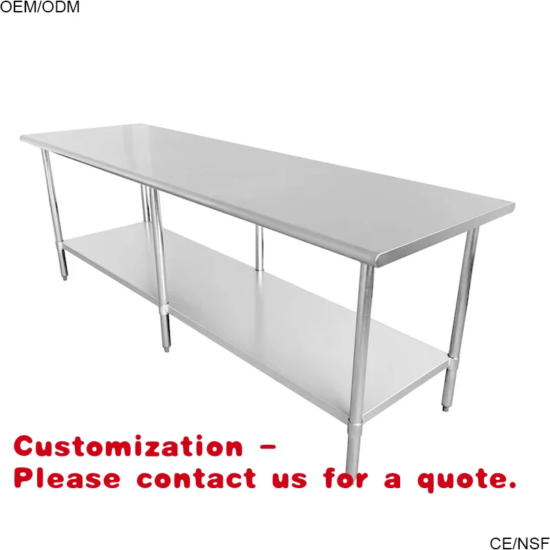 

Customize.Commercial Stainless Steel Worktable with Adjustable Shelf Top Workbench Food Prep Kitchen Islands & Carts