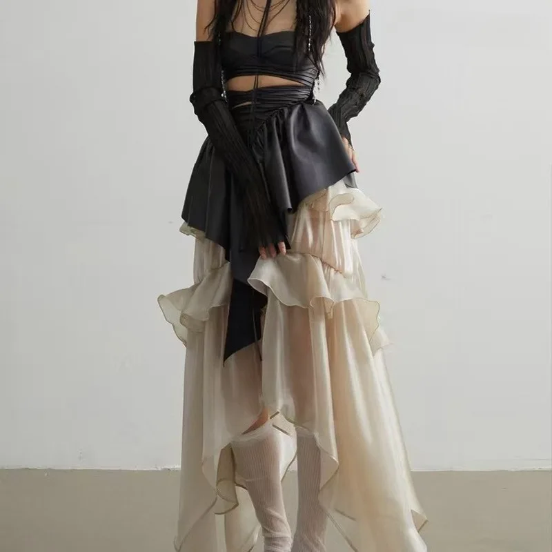 

Spring and Summer Elastic Waist Fluffy Multi-layer Ruffled Personalized Women's Skirt