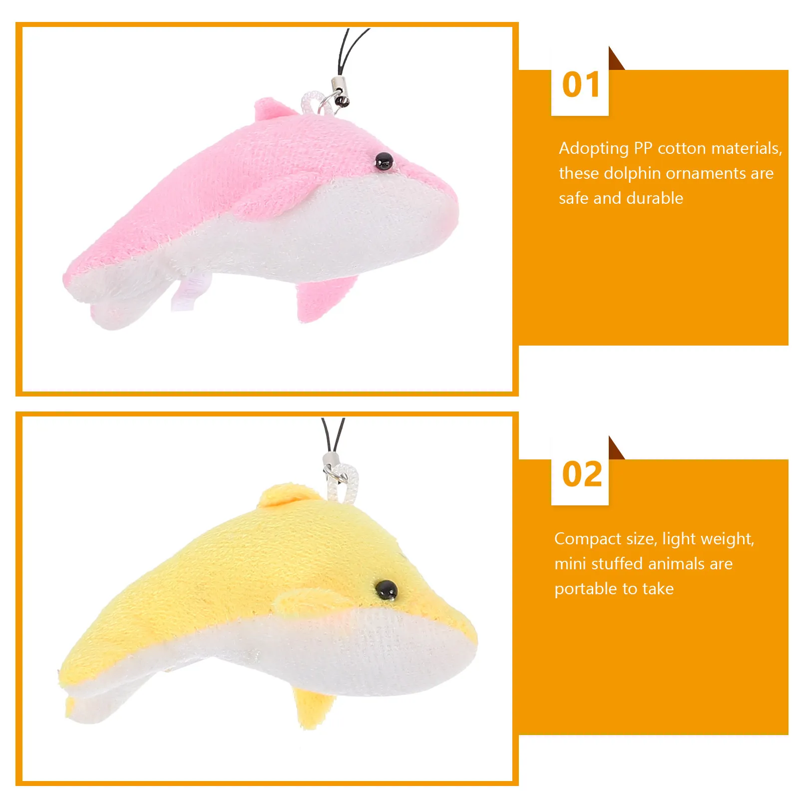 6Pcs Dolphin Hanging Ornament Lightweight PP Cotton Dolphin Pendant for Luggage Wallet Car Keys Purse Decor Mini Stuffed Animal