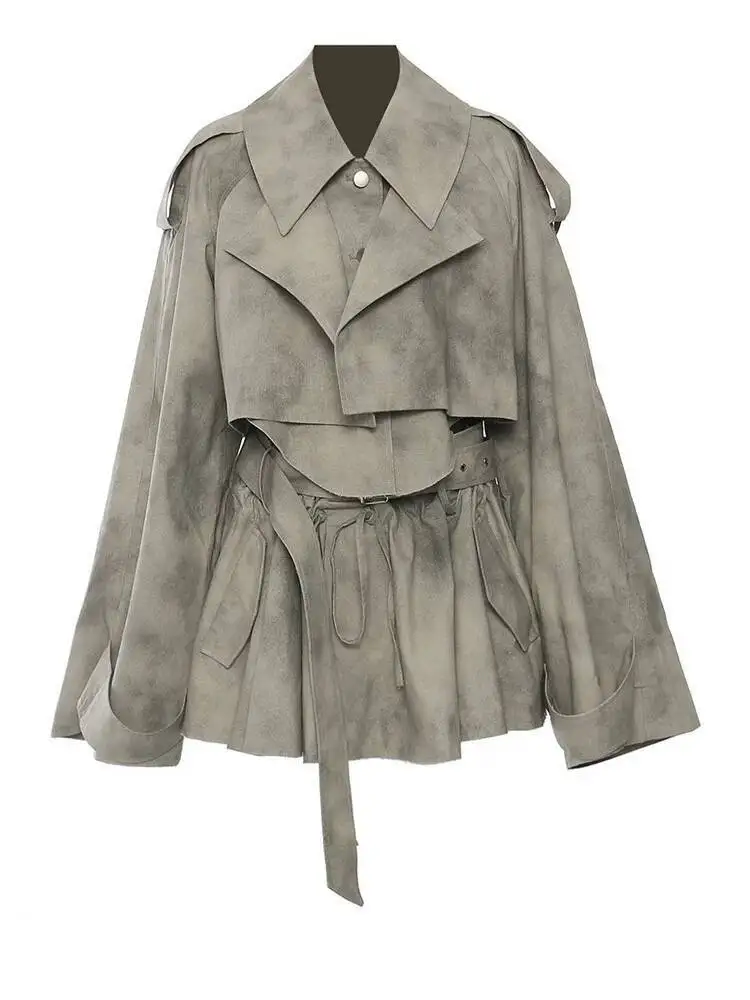 Jacket Drawstring Half-body Printed Skirt Two Pieces Suit New Lapel Long Sleeve Women Fashion Spring Autumn 2026 1DHWBSV