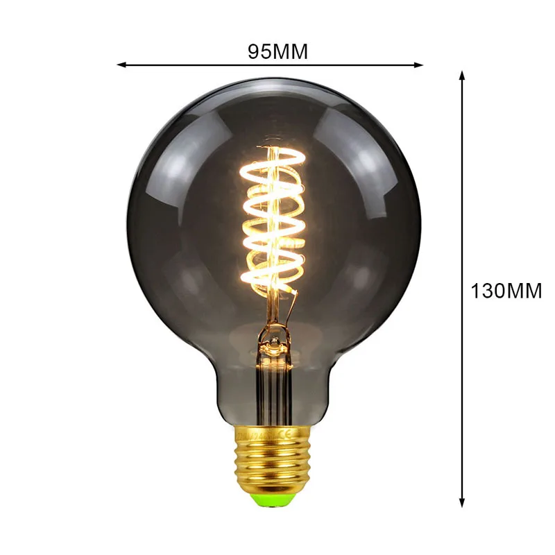 Smoke Gray Flexible Filament Bulb Winding Retro Led Soft Filament Antique Decorative Bulb E27 Spiral