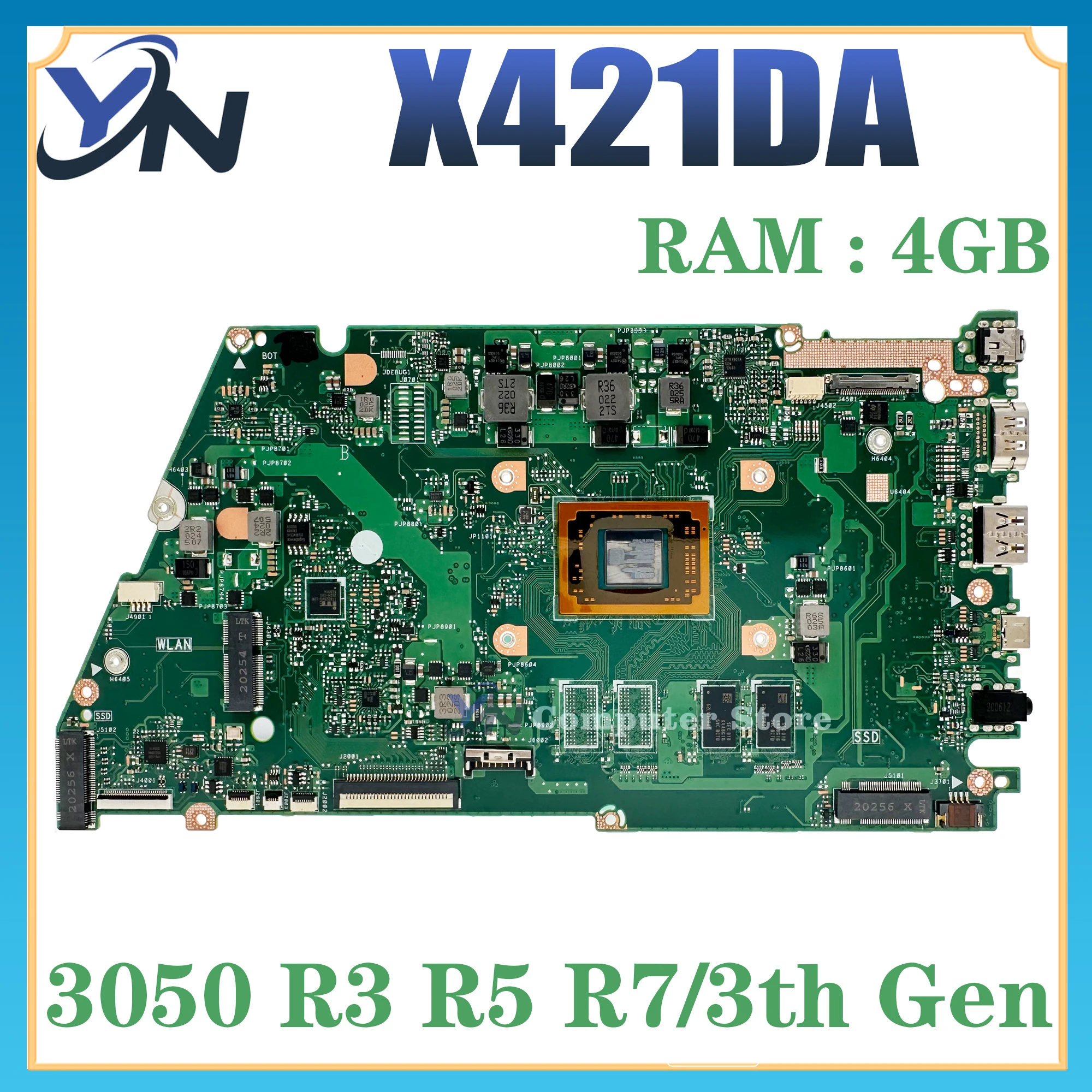 X421DA Mainboard For ASUS X421 X421D X421DAP Laptop Motherboard With 3050U R3 R5 R7 8GB/16GB-RAM UMA 100% TEST OK