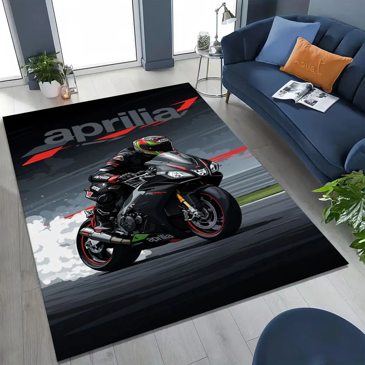 Motorcycle Aprilia Sign Racing Car Carpet Rug for Bedroom Living Room Sofa Home Doormat Decor,Large Kids Play Non-slip Floor Mat