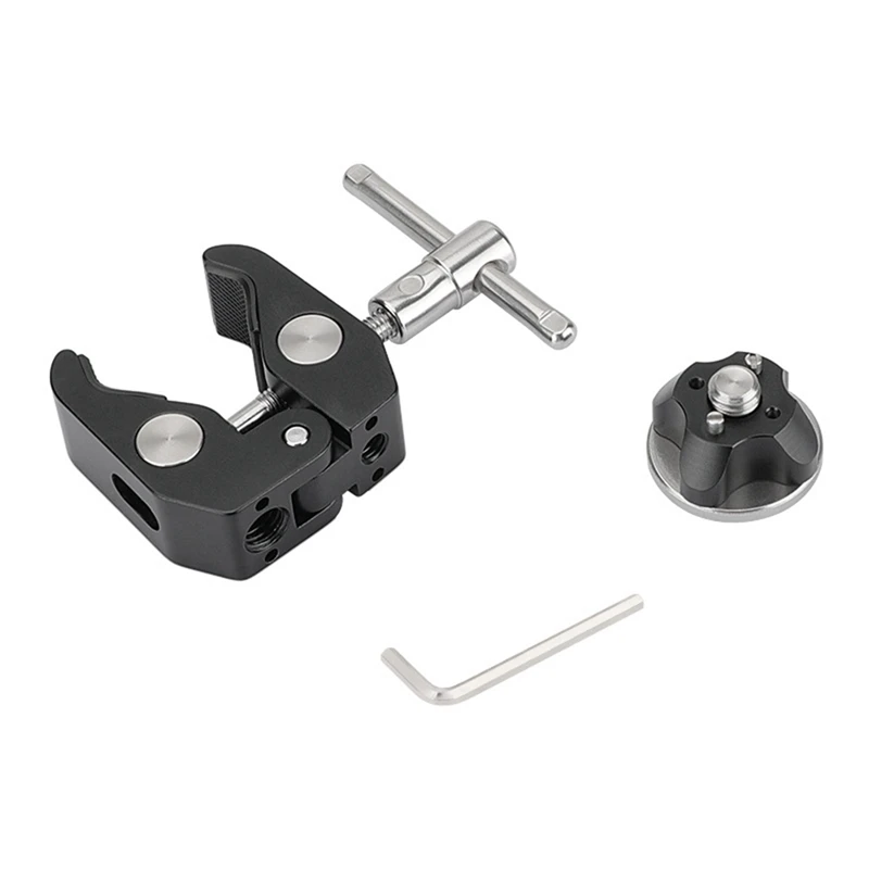 

Multi-Purpose Super Crab Clamp with M6 Female Thread & 3/8In-16 Threaded Holes for Photography Tripod Leg Handrail Pole-A86Z