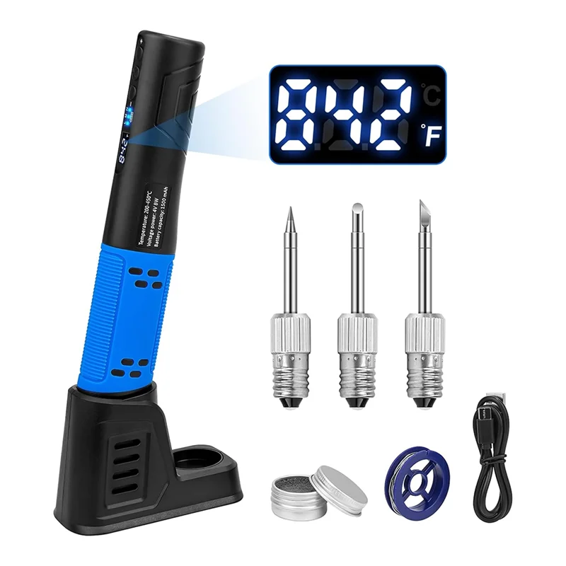 A02F-Cordless Soldering Iron Kit, LDE Digital Display USB Rechargeable Soldering Iron For Small Soldering Projects, DIY