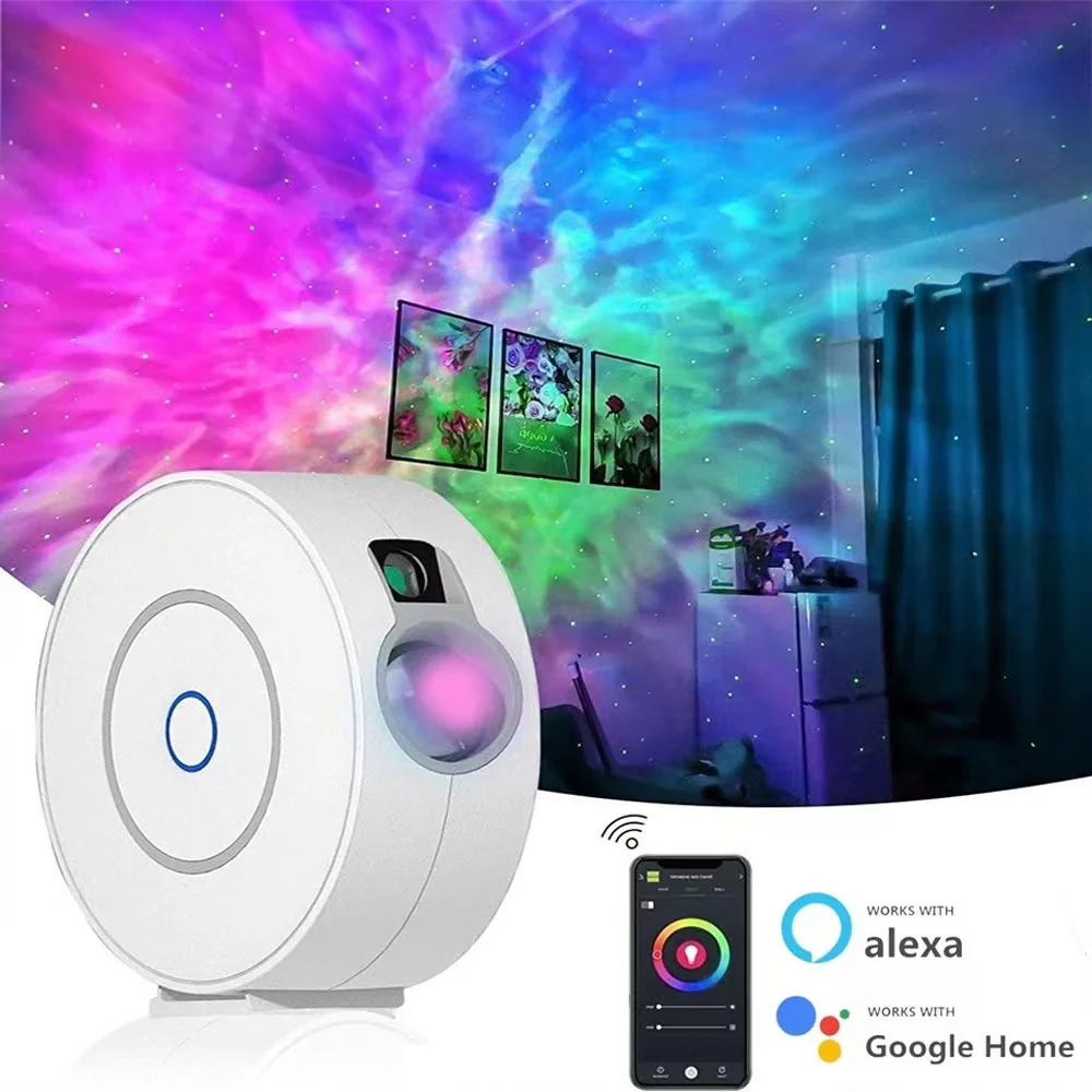 LED Colorful Smart Wifi App Star Projector Alexa Galaxy Projector Night Light Starry Sky Nebula Moon Smart Star Projector