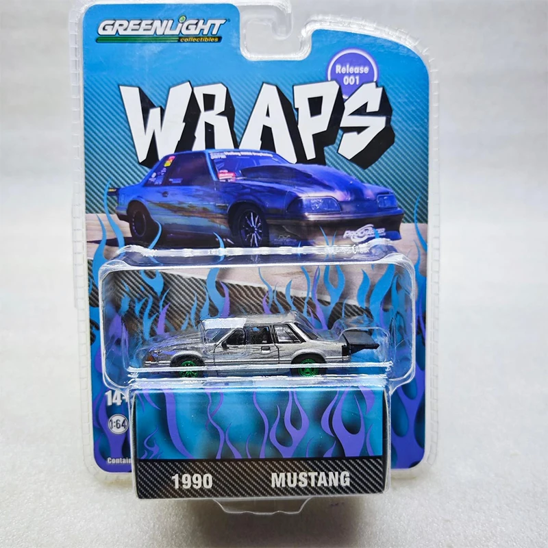 

Greenlight 1:64 1990 Mustang WRAPS 51550 Clearcoat Green Wheels Series Alloy Die Casting Model Collect Ornaments