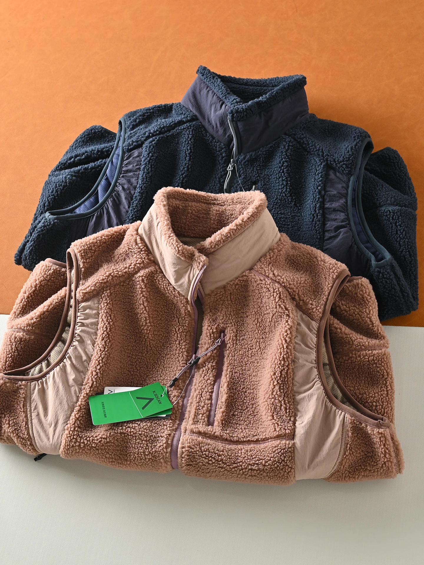 

Lamb Fur Vest ex Stand Collar Windproof Warm Fce Jaet oulder Pad Faion Urban Sle Winter Coat for Young Men And...