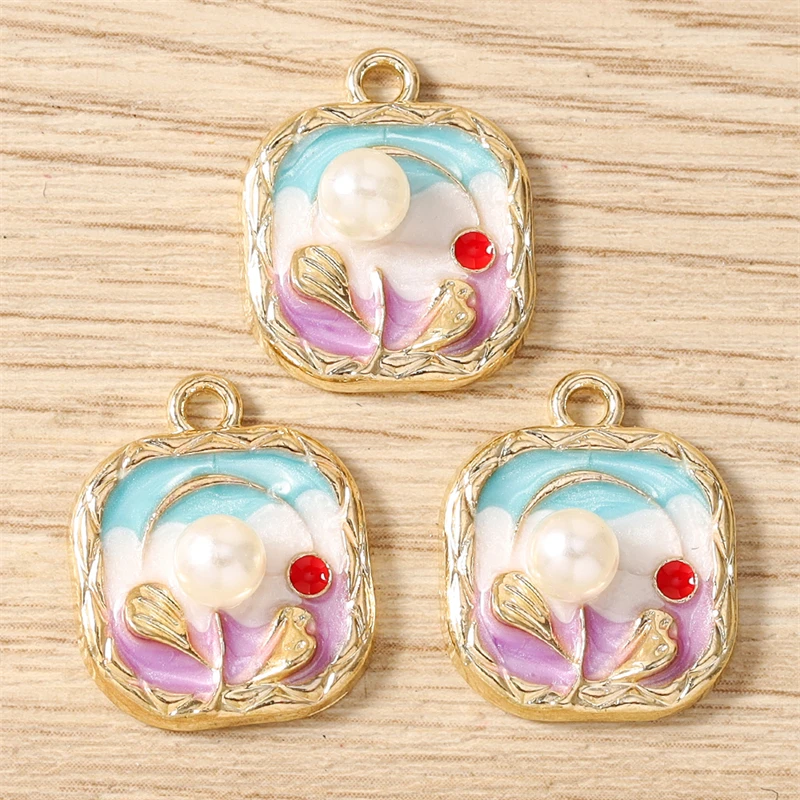 10 Stück Niedliche Bunte Emaille-Blumenanhänger für die Herstellung von Ohrringen, Halsketten, Armbändern, DIY-Bastelarbeiten und Schmuckzubehör – Detail 5