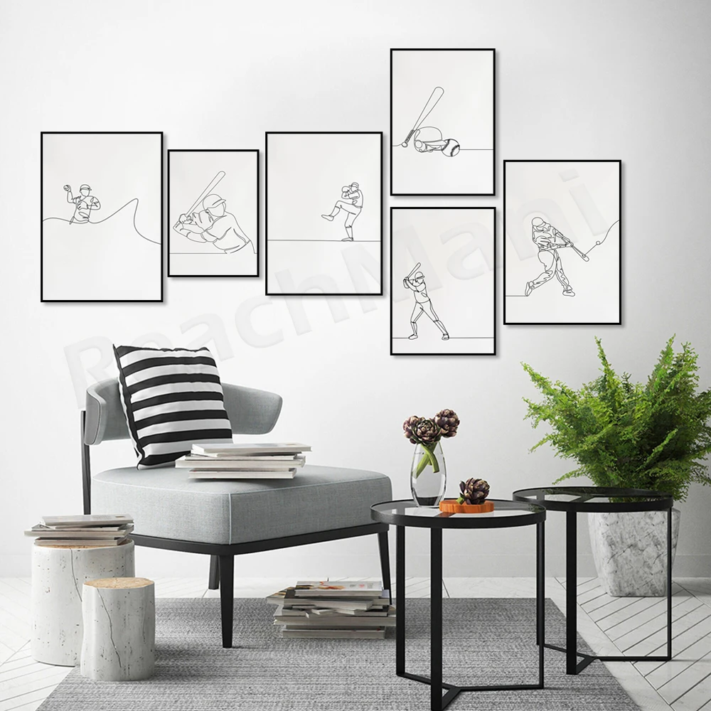 Minimalist baseball bat line art, baseball player line, athlete printable poster outline, baseball player valentine gift