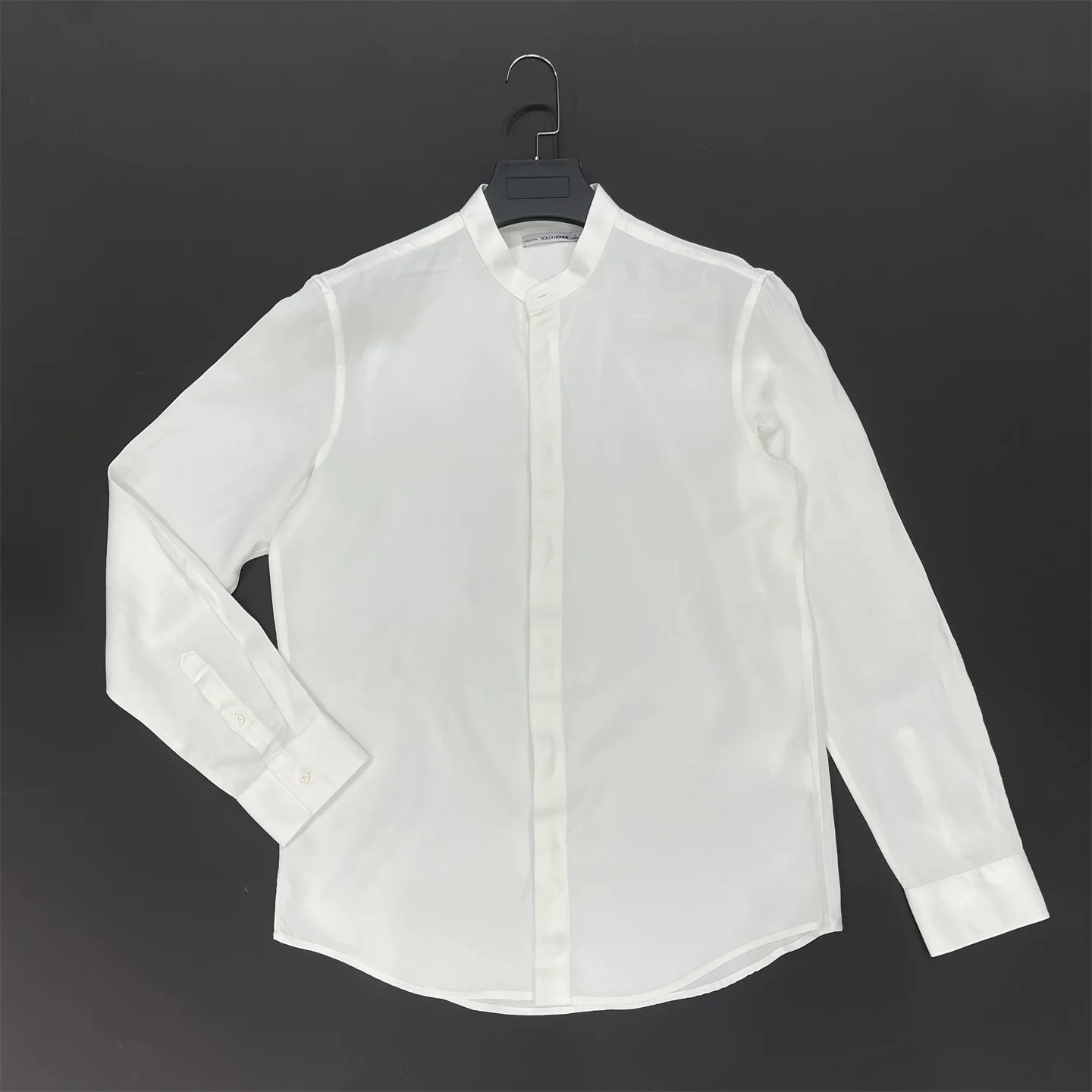 

Men's Faionable Urban Sle Long Sve irt Stand Fit Pure Color Linen Small Stand Collar Breathable Linen irt