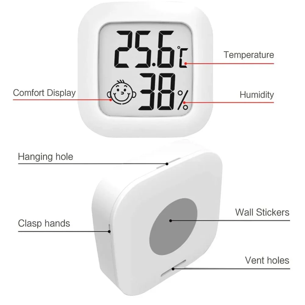 LCD Electronic Digital Temperature Humidity Meter Indoor Outdoor Thermometer Hygrometer Weather Station Clock