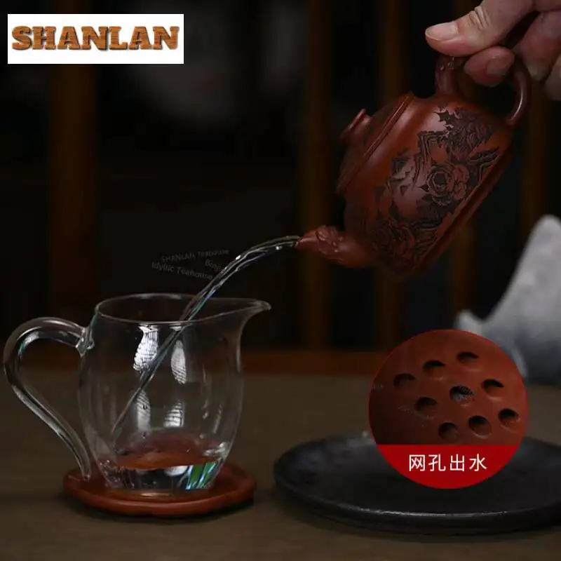 250ml Antique Yixing Purple Clay Teapots Handmade Bloom Pot Raw Ore Dahongpao Mud Kettle Chinese Zisha Tea Set Cha Craft Gifts