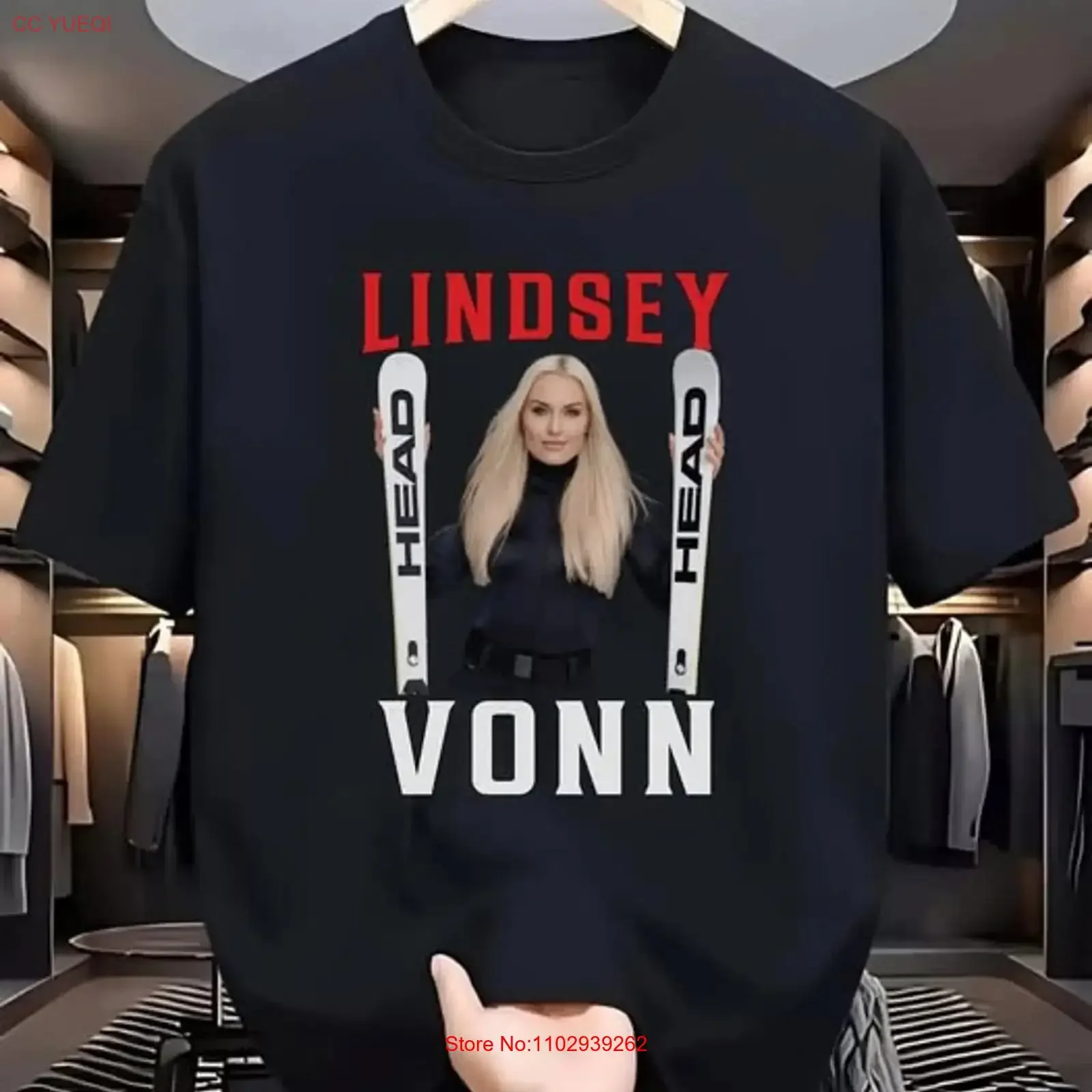 Camiseta Lindsey Vonn negra para hombre, talla S 5XL, algodón, estilo vintage, ropa de diseñador, top para uso diario, elegante y suave