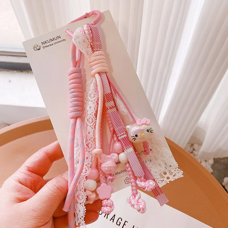 

Kawaii Sanrio Keychains Y2K Hello Kitty Keychain Girl Gift Charm Accessories Keyring Doll Hello Kitty Backpack Pendant Anime Toy