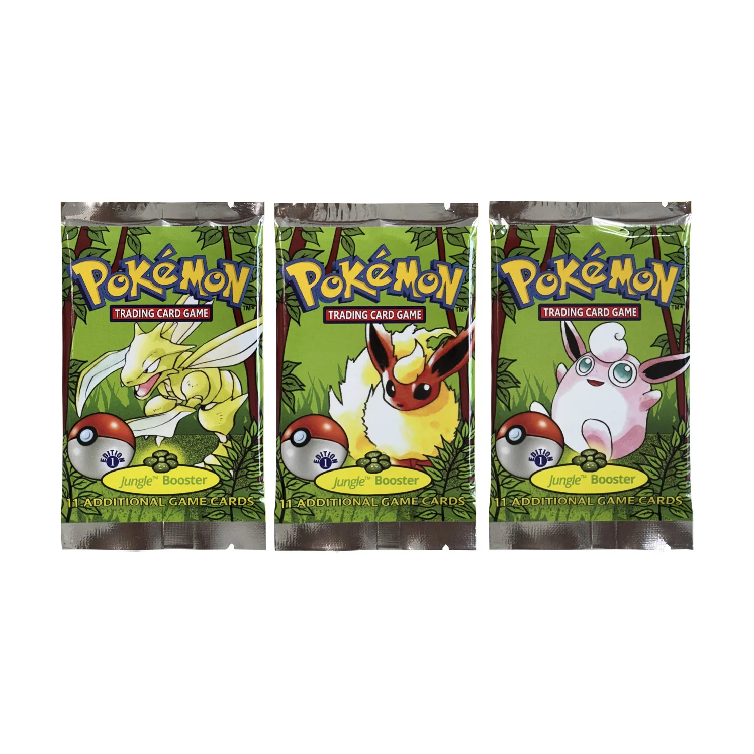 Pokémon Cards 1st Edition Jungle Booster Foil 36 Packs PKM Proxy Card Trading Game Card Board Game Whole Set Collection Card Toy