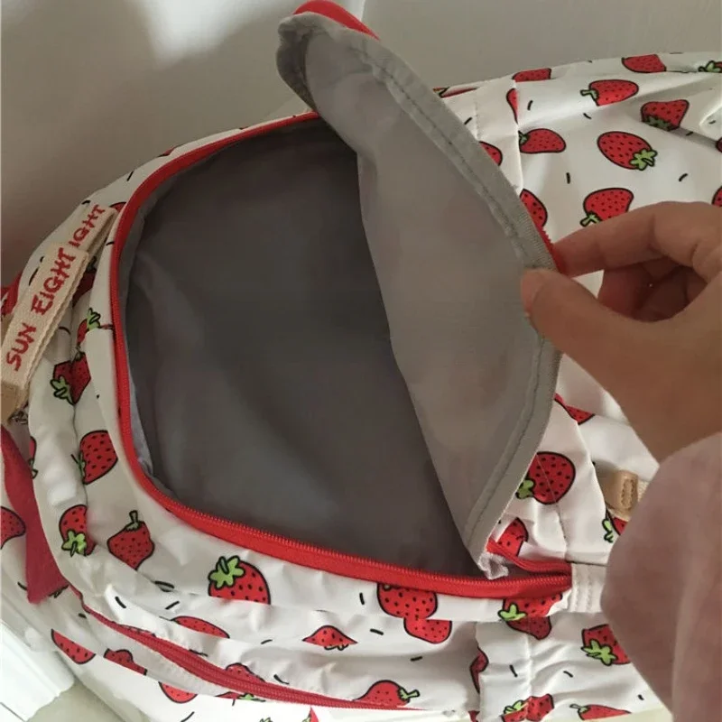 Mochila com estampa de morango kawaii feminina, bolsas escolares para estudantes, todos os fósforos, alta capacidade, Harajuku, doce, chique, fofo