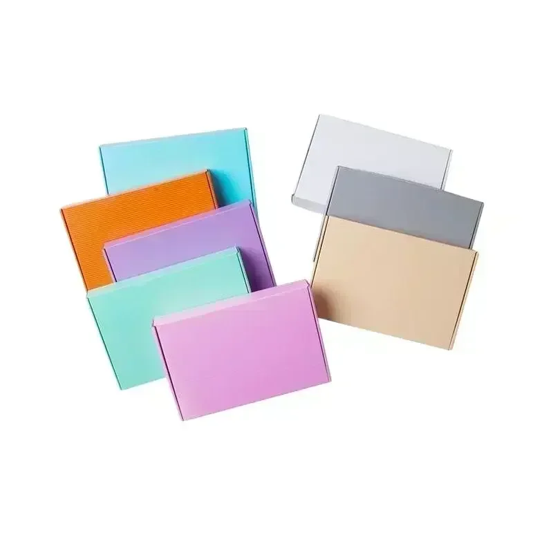 5Pcs/Lot Black / Gray / Pink Paper Cardboard Boxes For Business  Colour Paperboard Shipping Carton For Clothing/Gift