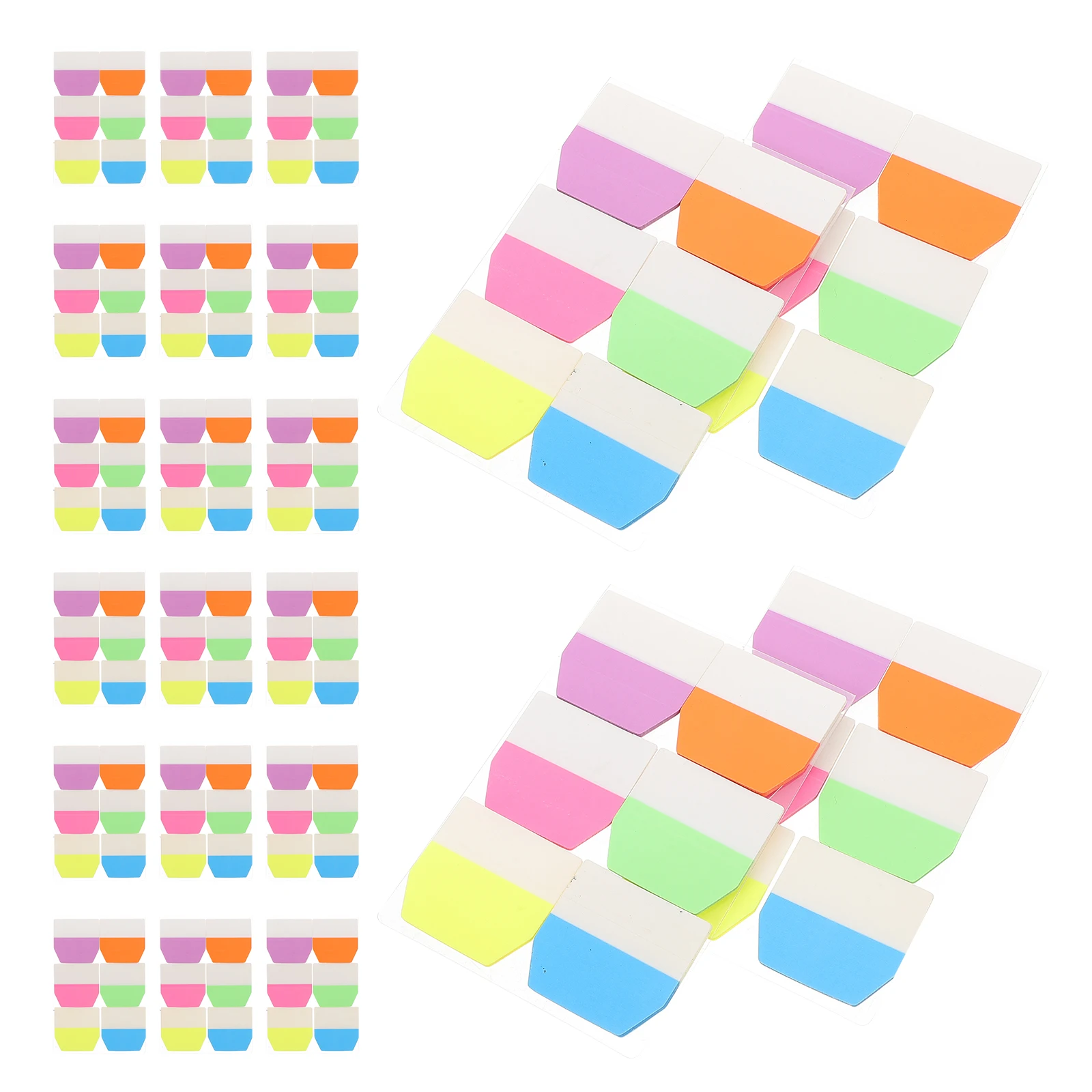 600pcs Colorful Sticky Multicolor Notebooks Self-Adhesive Page Markers Fluorescent Transparent Base Reusable Divider Book Tabs